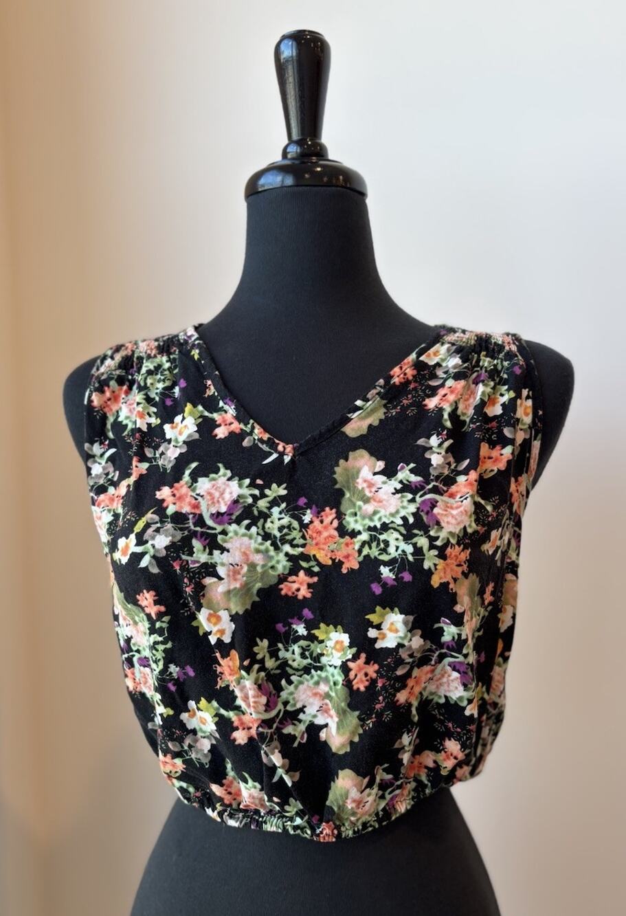 RACHEL ROY Multicolor Floral Sleeveless Tank Top Elastic Waist Blouse Size Small